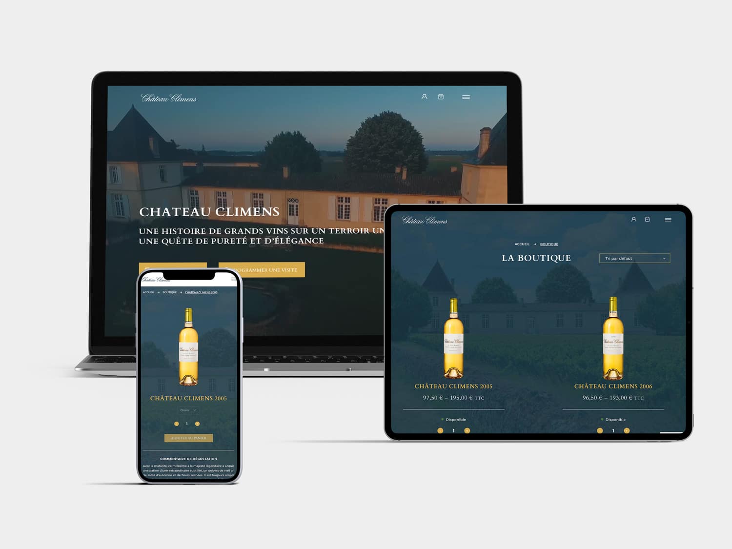 Création du site internet en responsive design pour le Chateau Climens